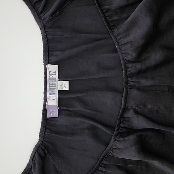 Jennifer Lopez Off The Shoulder Front Knot Black Blouse Flowy Lightweight Large - Picture 6 of 11